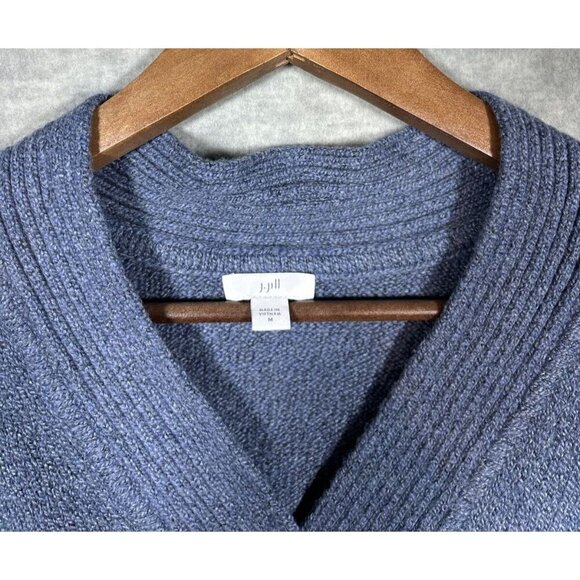 J. Jill Women’s Sweater Sz M V Neck‎ Blue Pullover Casual Tunic - Picture 2 of 4